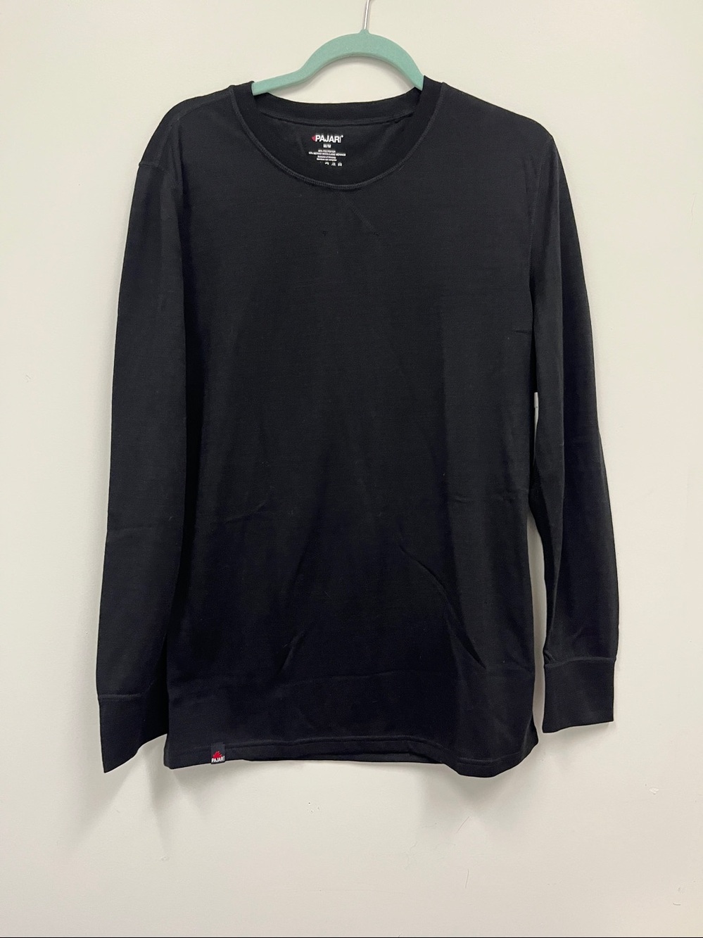 NWT Pajar Men's Merino Wool blend Black Long-Sleeve Crew Neck Shirt Size M